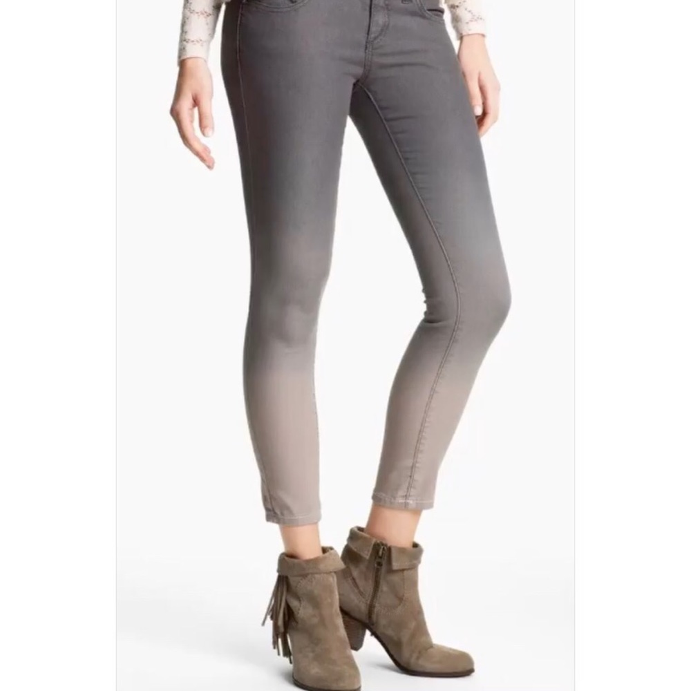 FREE PEOPLE Gray Dip Dye Ombré Jean, Sz 25